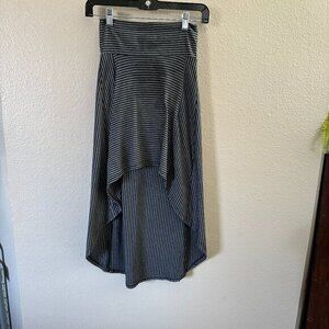 Oboe Long Black & Gray Striped Skirt ‎  Size Small